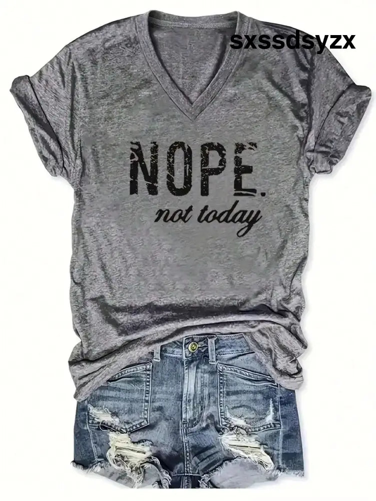 INAWLY Women’s Summer V-Neck Short Sleeve Casual T-Shirt With Letter Print Graphic Tees Women Tops - T-Shirts