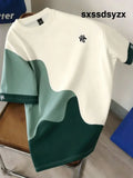 Manfinity Joysei Men’s Casual Color Block Print T-Shirt Suitable For Summer Outings School Friend Gifts - Men Tops
