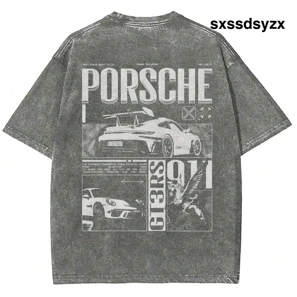 [New Products Arrive With Great Power] 911 GT3RS Unisex Fit Washed T-Shirt Unisex T-Shirts For Summer Outings - Men Tops